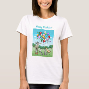 Animals with Birthday Balloons T-Shirt