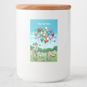 Animals with Colourful Balloons Food Label