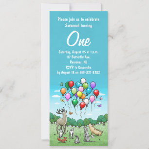 Animals with Colourful Balloons Invitation