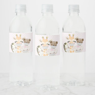 Animals With Masks Drive By Baby Shower Water Bottle Label