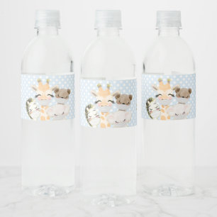 Animals With Masks Drive By Baby Shower Water Bottle Label