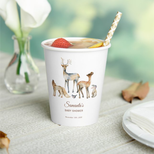Animals Woodland Baby Shower Paper Cups (Insitu)