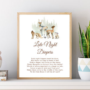 Animals Woodland Late Night Diapers Sign