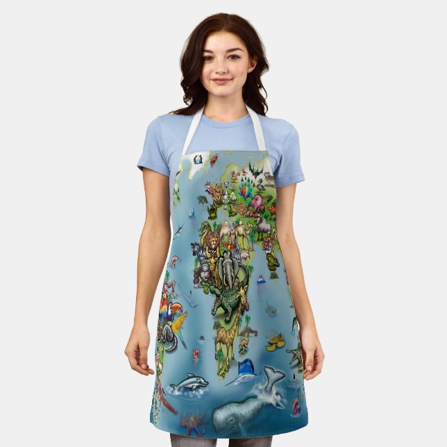 Animals World Map Apron (Worn)