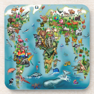 Animals World Map Coaster