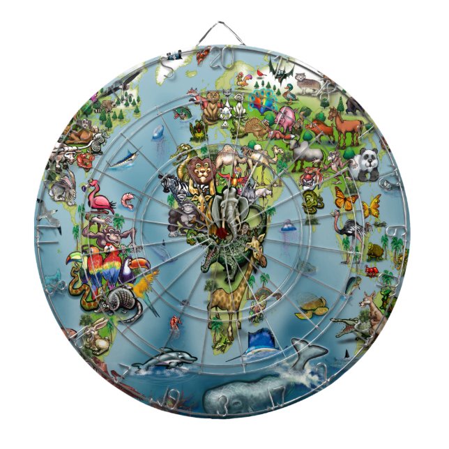 Animals World Map Dartboard (Front)