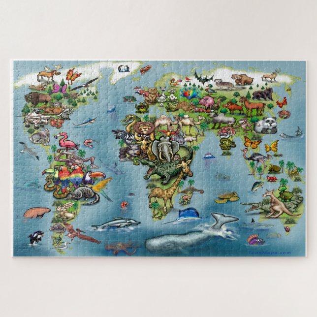 Animals World Map Jigsaw Puzzle (Horizontal)