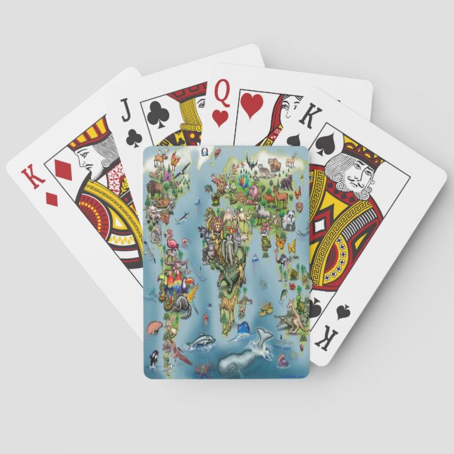 Animals World Map Playing Cards (Back)