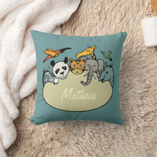 Animals zoo family personalised children cushion