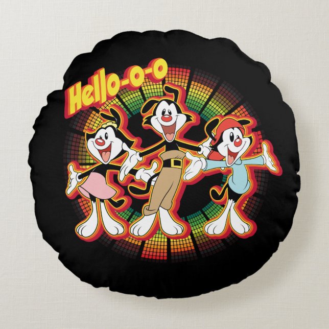 Animaniacs | Hello-o-o Retro Equalizer Graphic Round Cushion (Front)