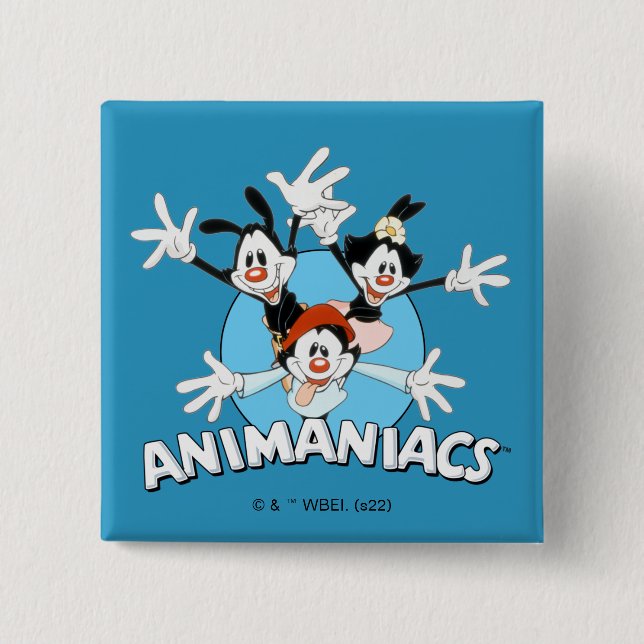 Animaniacs | Warner Siblings Arms Wide Graphic 15 Cm Square Badge (Front)