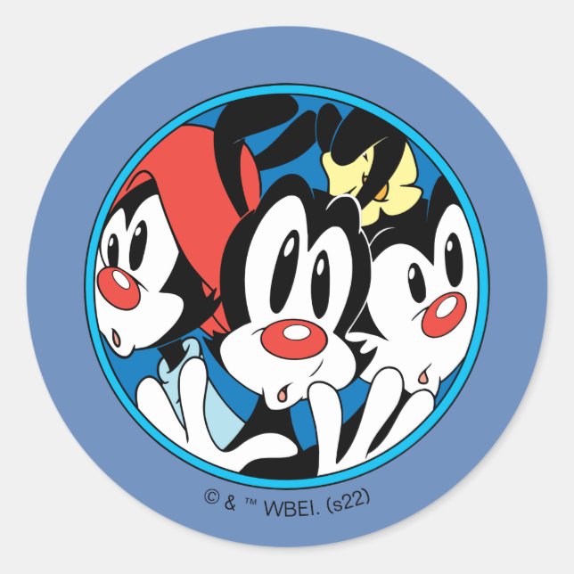 Animaniacs | Warner Siblings Circle Graphic Classic Round Sticker (Front)