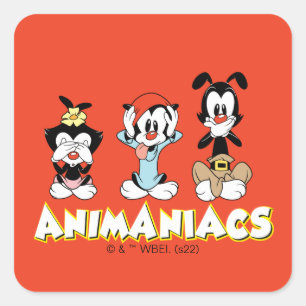 Animaniacs   Warner Siblings "No Evil" Graphic Square Sticker