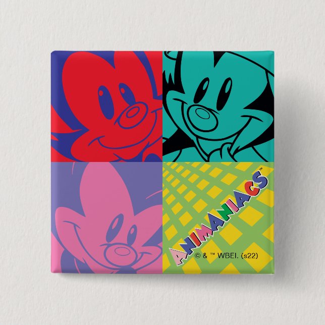 Animaniacs | Warner Siblings Pop Art Graphic 15 Cm Square Badge (Front)