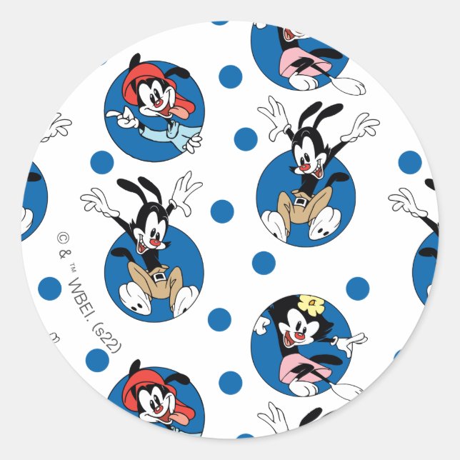Animaniacs | Yakko, Wakko, & Dot Circle Pattern Classic Round Sticker (Front)