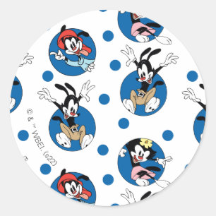Animaniacs   Yakko, Wakko, & Dot Circle Pattern Classic Round Sticker