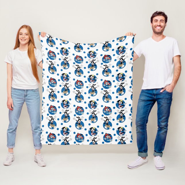 Animaniacs | Yakko, Wakko, & Dot Circle Pattern Fleece Blanket (In Situ)