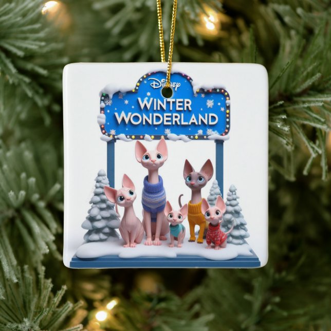 Animated 3D Sphynx Family Christmas Ornament (Tree)