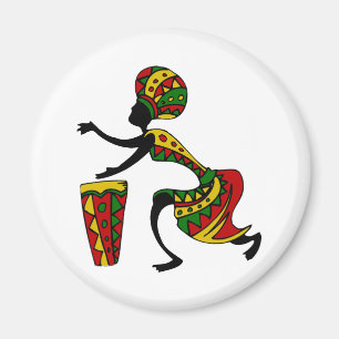 Animated African Drummer Magnet