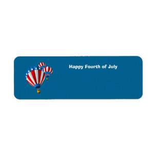 Animated American Flag July 4th Hot Air balloon Return Address Label
