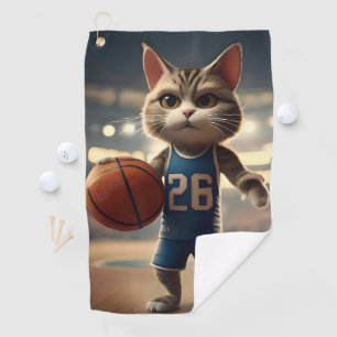 Animated Basketball Cat, Golf Towel