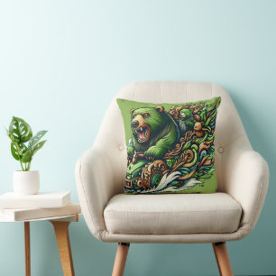 Animated Bears Riding a Green Car Cushion