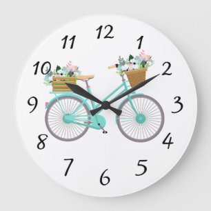 Animated Bicycle Background Large Clock