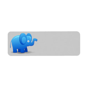Animated Blue Elephant Return Address Label