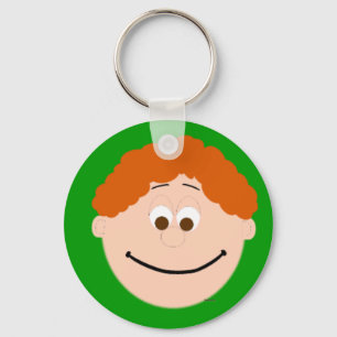 Animated Boys Face Red Hair Smiling Key Ring
