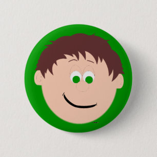 Animated Brown Hair Green Eyed Boys Face 6 Cm Round Badge