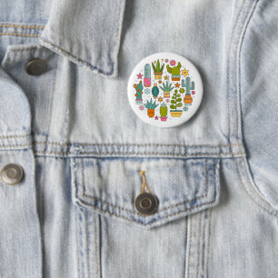 Animated cactus plants 6 cm round badge