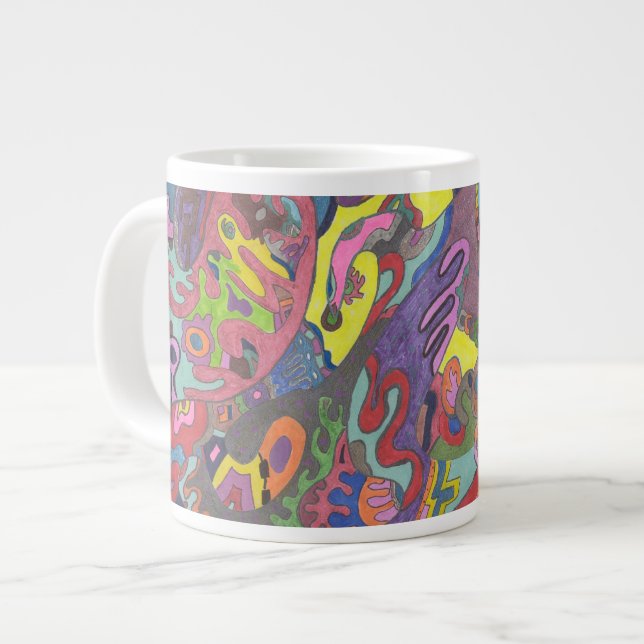 Animated Colour, original abstract Large Coffee Mug (Front Left)