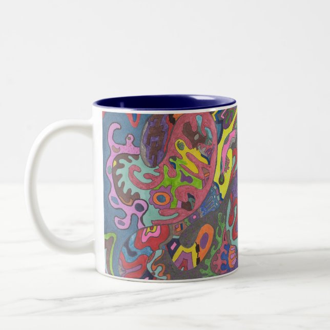 "Animated Colour" Original Abstract Two-Tone Coffee Mug (Left)