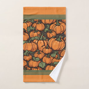 Animated Cute Pumpkin Minimalist Fall Halloween Hand Towel