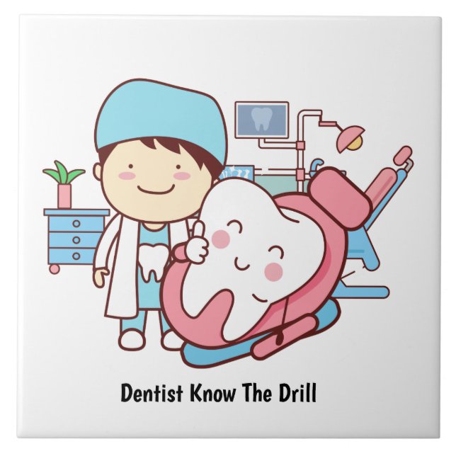 Animated dentist with tooth ceramic tile (Front)