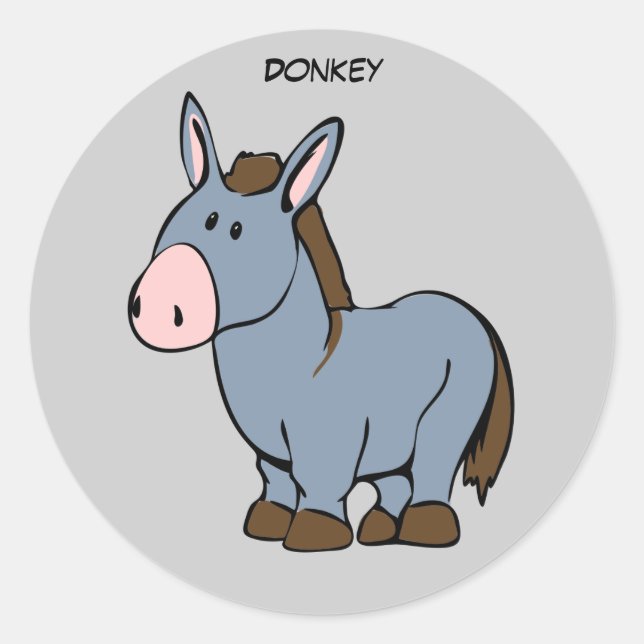 Animated Donkey Classic Round Sticker (Front)