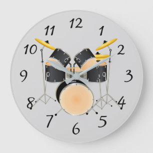Animated drum set large clock