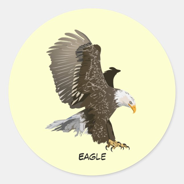 Animated Eagle Classic Round Sticker (Front)