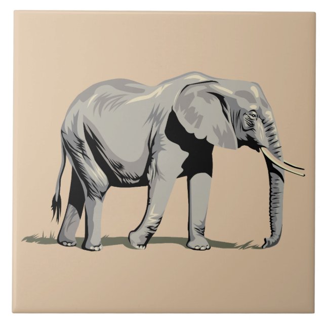 Animated Elephant Ceramic Tile (Front)