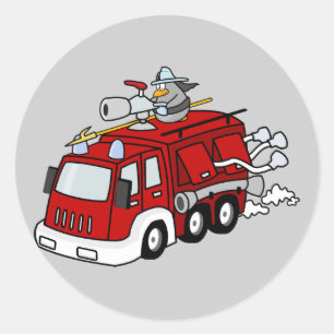 Animated Fire Truck Classic Round Sticker