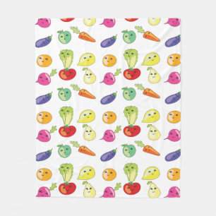 animated fruits and vegetables fleece blanket