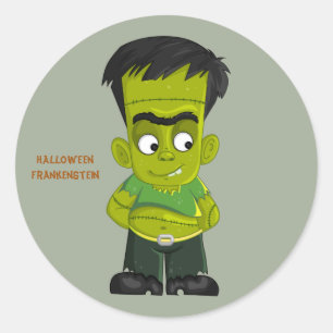 Animated Halloween Frankenstein Classic Round Sticker