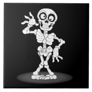 Animated Halloween Skeleton Ceramic Tile