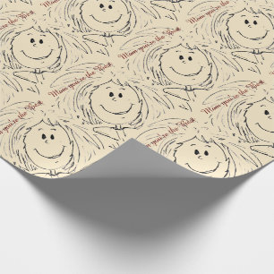 Animated Hand Drawn Female Face Mother Birthday Wrapping Paper