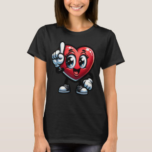 Animated Heart Character With Big Eyes And Sneaker T-Shirt