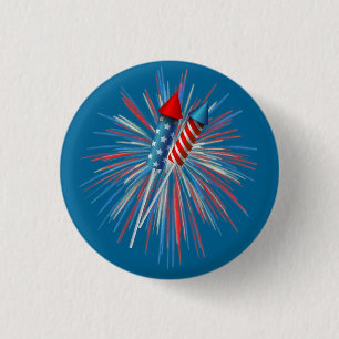 Animated July 4th fireworks and rockets 3 Cm Round Badge