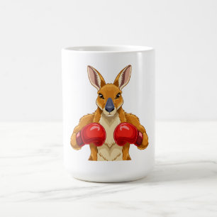 Animated kangaroo with red boxing gloves  coffee mug
