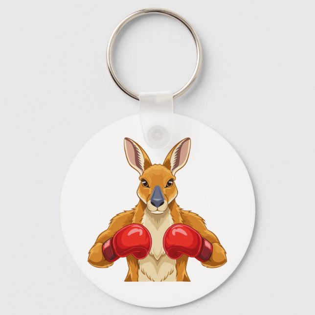 Animated kangaroo with red boxing gloves  key ring (Front)