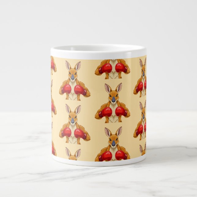 Animated kangaroo with red boxing gloves  large coffee mug (Front)
