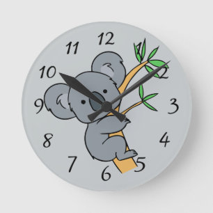 Animated Koala Bear Round Clock
